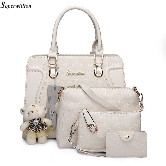 Soperwillton Women Bag Luxury Handbags Shoulder Patchwork Crossbody Messenger Women's Bag 4 Pieces Female Bolsa Feminina #1122