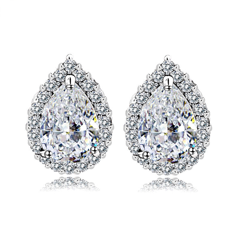 Jemmin Exquisite Sterling Silver Water Drop Crystal Earrings Fine Women Wedding Jewelry Stud Earring Gift Nickel Free