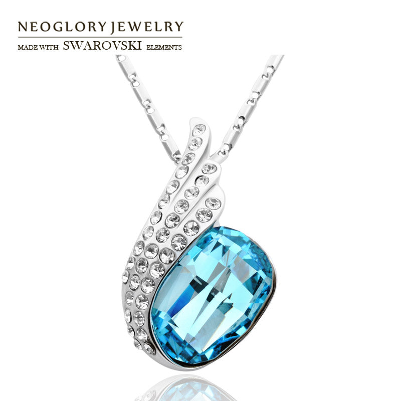 Neoglory Austria Crystal & Rhinestone Pendant Necklace Gorgeous Feather Wings Style Alloy Plated Trendy Sale For Lady