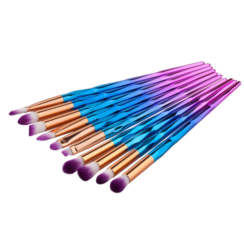 10pcs/set Rainbow Brush Cleaner Eye Make Up Brush Eyeshadow Eyebrow Eyelashes Brush for Women Beauty Cosmetics