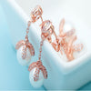 LUOTEEMI Romantic Sea Shell Imitation Double Pearls Pendant with Singer Round CZ Crystal Drop Earrings Vintage Dangle Brincos