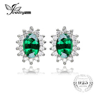 JewelryPalace Oval 2.5ct Created Emerald Stud Earring 925 Sterling Silver Earring For Women Princess Diana Wedding Fine Jewelry