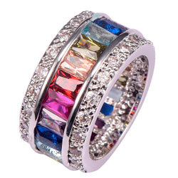 Weinuo Sterling-Silver-Jewelry Multi Colour Crystal Zircon 925 Sterling Silver Jewelry-isodeals