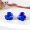 9 Color Hot Sale Heart Earring For Girl 8mm Crystal Stud Earrings Geometric Rhinestone Minimalist Women Jewelry PULATU BK668