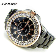 Bling Rhinestone SINOBI Luxury steel Quartz Watch Women Clock female Ladies Dress Wristwatch Gift Silver Gold 2017 relojes mujer