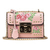 YQYDER Women Embroidery Flower Flap Bag Designer PU Leather Fashion Rivet Messenger Bags Feminina Ladies Small Shoulder Bag Sac