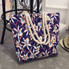2017 New Summer Women Canvas bohemian style striped Shoulder Beach Bag Female Casual Tote Shopping Big Bag floral Messenger Bags