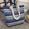 2017 New Summer Women Canvas bohemian style striped Shoulder Beach Bag Female Casual Tote Shopping Big Bag floral Messenger Bags