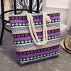 2017 New Summer Women Canvas bohemian style striped Shoulder Beach Bag Female Casual Tote Shopping Big Bag floral Messenger Bags