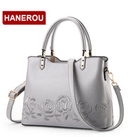 Luxury Women Leather Handbag Women Messenger Bag Female Leather Shoulder Bag Women's Embroidery Flower Handbag sac a main
