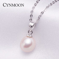 Simple and Trendy 8-9mm Fresh Water White Pearl Pendant Necklace for Mother Day Gift Fashion Women Silver Pearl Jewelry