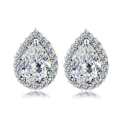 Jemmin Exquisite Sterling Silver Water Drop Crystal Earrings Fine Women Wedding Jewelry Stud Earring Gift Nickel Free