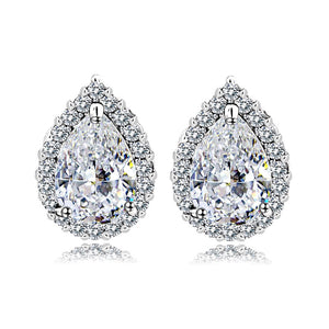 Jemmin Exquisite Sterling Silver Water Drop Crystal Earrings Fine Women Wedding Jewelry Stud Earring Gift Nickel Free