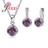 JEXXI Fashion Luxury CZ Jewelry Sets 925 Sterling Silver Earring+Pendant Necklace Set Women Anniversary Gifts