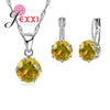JEXXI Fashion Luxury CZ Jewelry Sets 925 Sterling Silver Earring+Pendant Necklace Set Women Anniversary Gifts