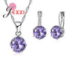 JEXXI Fashion Luxury CZ Jewelry Sets 925 Sterling Silver Earring+Pendant Necklace Set Women Anniversary Gifts