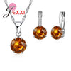JEXXI Fashion Luxury CZ Jewelry Sets 925 Sterling Silver Earring+Pendant Necklace Set Women Anniversary Gifts