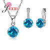 JEXXI Fashion Luxury CZ Jewelry Sets 925 Sterling Silver Earring+Pendant Necklace Set Women Anniversary Gifts