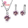 JEXXI Fashion Luxury CZ Jewelry Sets 925 Sterling Silver Earring+Pendant Necklace Set Women Anniversary Gifts
