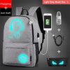 Fashion Noctilucent Cartoon Men's Backpack Teenagers School Night Lighting Bags with free USB+Pen Bag+Antitheft Lock Backpack