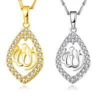 The new Islamic Allah Zircon jewelry pendant necklace for ladies / men's  gold colour jewelry hollow Muslim