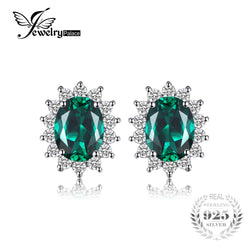Jewelrypalace Princess Diana William Kate Middleton's 1.1ct Created Emerald Stud Earrings 925 Sterling Silver Gift