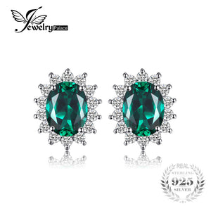 Jewelrypalace Princess Diana William Kate Middleton's 1.1ct Created Emerald Stud Earrings 925 Sterling Silver Gift