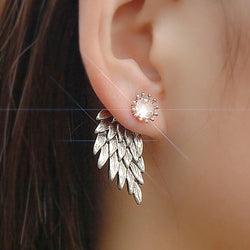 ES101 Women's Angel Wings Stud Earrings Inlaid Crystal Alloy Ear Jewelry Party Earring Gothic Feather Brincos Fashion 2017