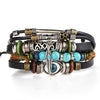 SOXY Multi-layer Adjustable Leather Beaded Bracelet Hand-Woven Men's Bracelet Bangles-isodeals