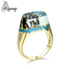 Beautiful mountain view Blue smoke Eco Resin Ring Black Gun Color High Quality Polished-isodeals