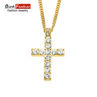 Bird Feather Stainless Steel Necklace for men women Stone Cross Alloy Pendant Chain Necklaces & Pendants Hip Hop Fashion Jewelry