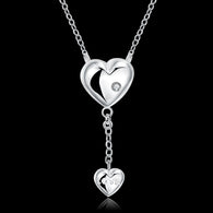 JEXXI Jewelry Factory Wholesale Long 925 Sterling Silver Exquisite Sweet Love Statement Necklace Free Shipping Cubic Zirconia